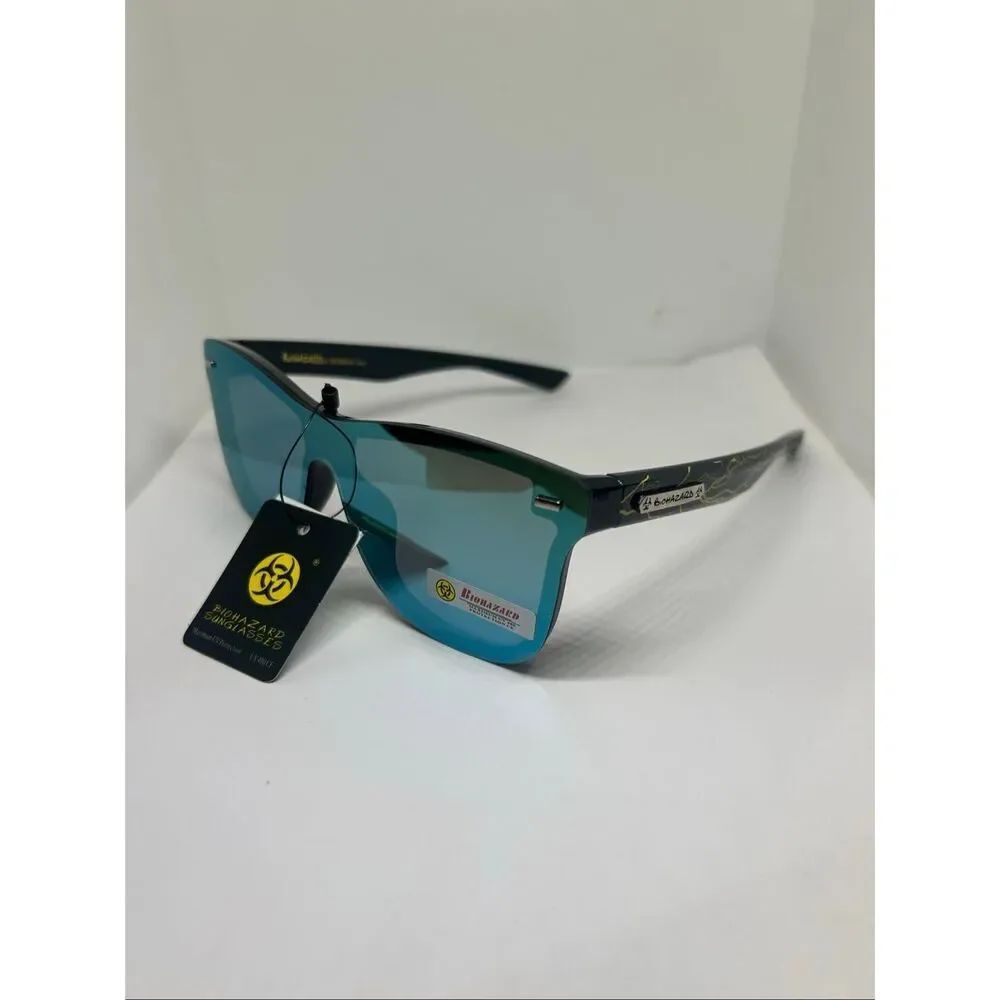 Biohazard Shield Sunglasses UV400 Mirrored Lens Wraparound Unisex